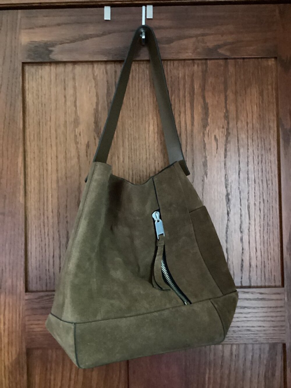 Allsaints Genuine Suede Brown Barrel Purse (preowned)